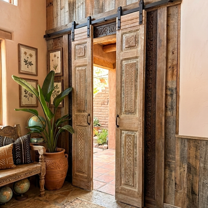 Antique Carved French Doors Floral Hinged or Sliding Barn Doors 80x28