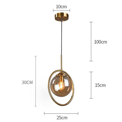 Nordic Pendant Dark Glass Gray Lights Hanglamp Bar Restaurant Bedroom Bedside Modern Glass Ball