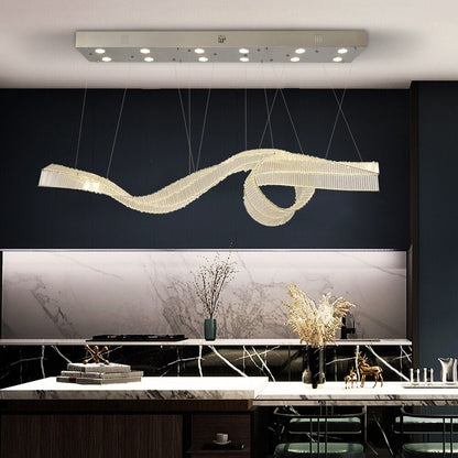 Ribbon Design Modern Chandelier For Dining Room Luxury Island Hanging Glass Lamp Led Light Fixture