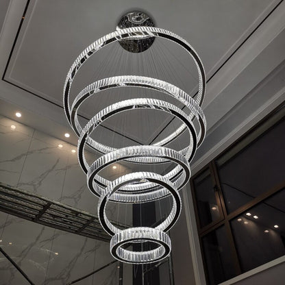 Rings Modern Led Chandelier For Living Room Luxury Staircase Modern Crystal Light Fixture Hall