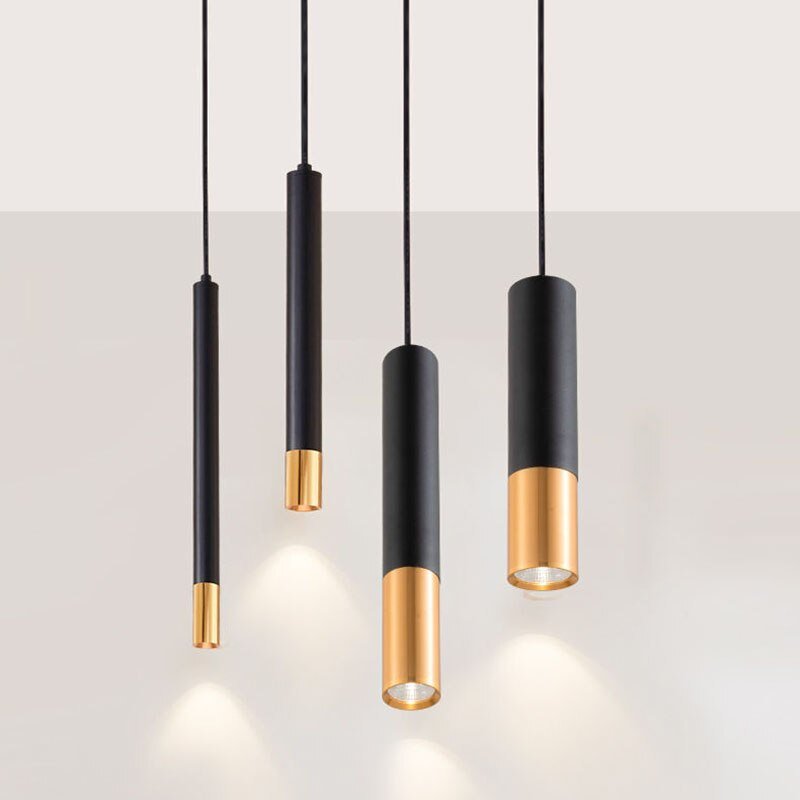 Single Head Long Tube Pendant Lights for Bar Restaurant Stair Kitchen Island Droplight LED