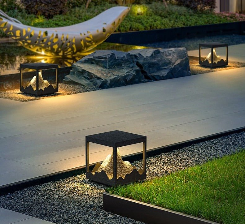 Solar Waterproof Villa Outdoors Lawn lamp 9W LED Column Head Light Garden Landscape Décor Fence Street Lamp