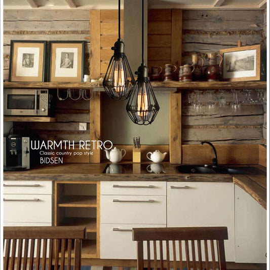 Vintage Pendant Lamp Industrial Lamp Light Iron Cage Edison For Kitchen Island Dining Room Corridor Ceiling Decor