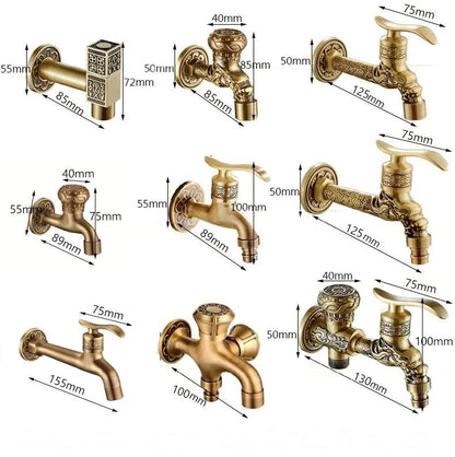 Bathroom Faucet Brass Tap Kitchen Outdoor Garden Taps High Quality Washing Machine Mop Luxury Antique Decorative Bibcock