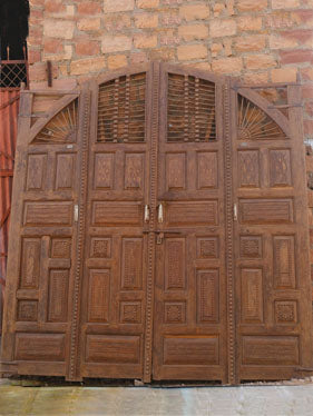 Antique Authentic Massive India Door Arched Teak Wood Doors 110x116