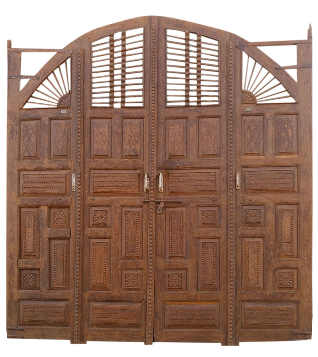 Antique Authentic Massive India Door Arched Teak Wood Doors 110x116