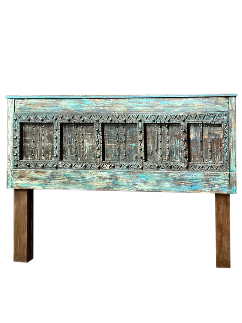 Antique Door Headboard Distressed Blue Wood Door King Headboard