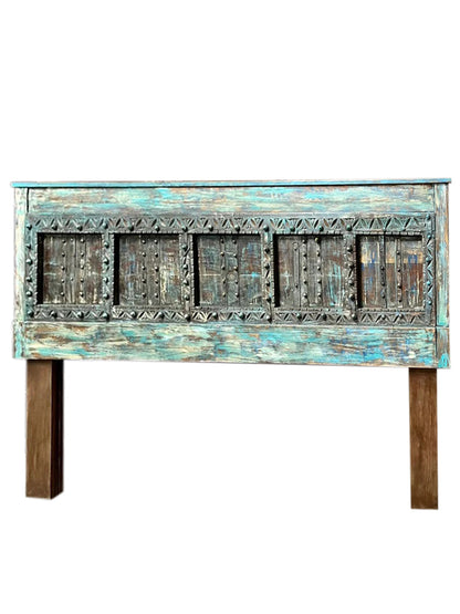 Antique Door Headboard Distressed Blue Wood Door King Headboard