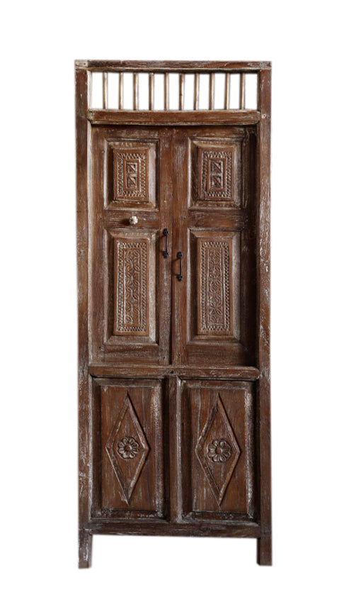 Antique Authentic Carved Door Teak Wood Statement Garden Door 84x31