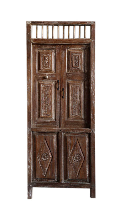 Antique Authentic Carved Door Teak Wood Statement Garden Door 84x31