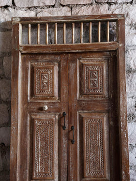 Antique Authentic Carved Door Teak Wood Statement Garden Door 84x31