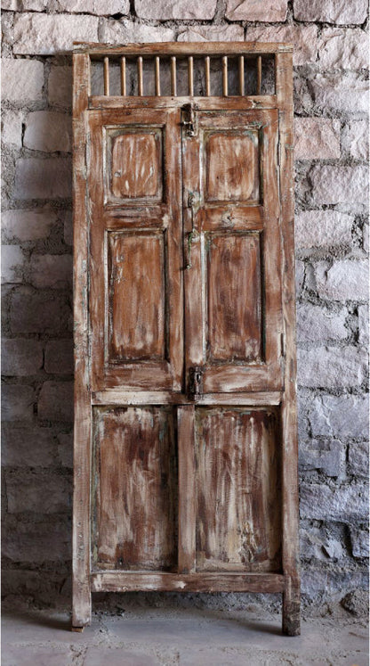 Antique Authentic Carved Door Teak Wood Statement Garden Door 84x31