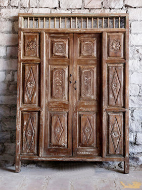Antique Carved Door Rustic Teak Wood Handcarved Garden Gates 84X59