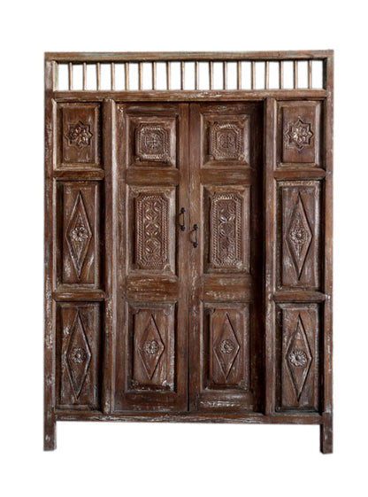 Antique Carved Door Rustic Teak Wood Handcarved Garden Gates 84X59
