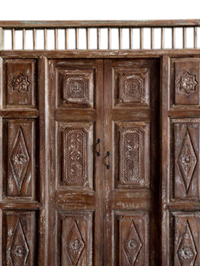 Antique Carved Door Rustic Teak Wood Handcarved Garden Gates 84X59