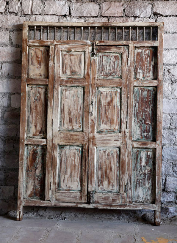 Antique Carved Door Rustic Teak Wood Handcarved Garden Gates 84X59