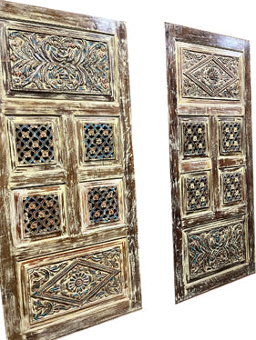 Vintage Carved Doors Reclaimed Wooden Barn Door Floral Rustic Door 80x36