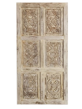 Vintage Carved Barn Door – Whitewash Rustic Reclaimed Farmhouse Door 96x48