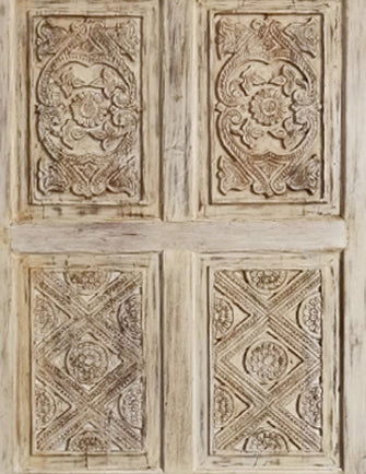 Vintage Carved Barn Door – Whitewash Rustic Reclaimed Farmhouse Door 96x48