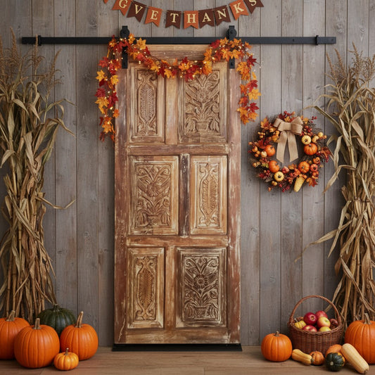 Artisan Carved Wood Door Vintage Door Rustic Modern Door Statement Door 80x36
