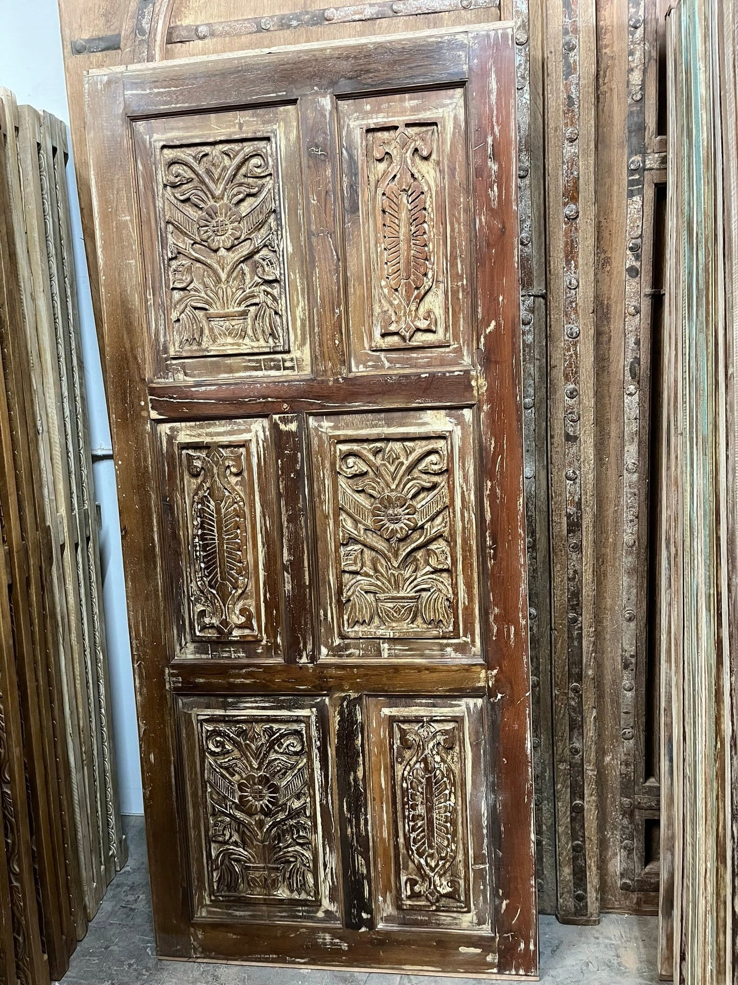 Artisan Carved Wood Door Vintage Door Rustic Modern Door Statement Door 80x36