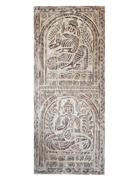 Buddha Carved Wall Art Rustic White Barn Door ResortDecor Wall Hanging 83x36