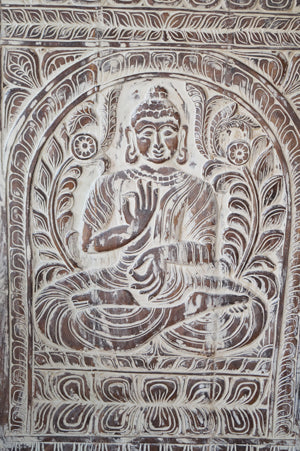 Buddha Carved Wall Art Rustic White Barn Door ResortDecor Wall Hanging 83x36