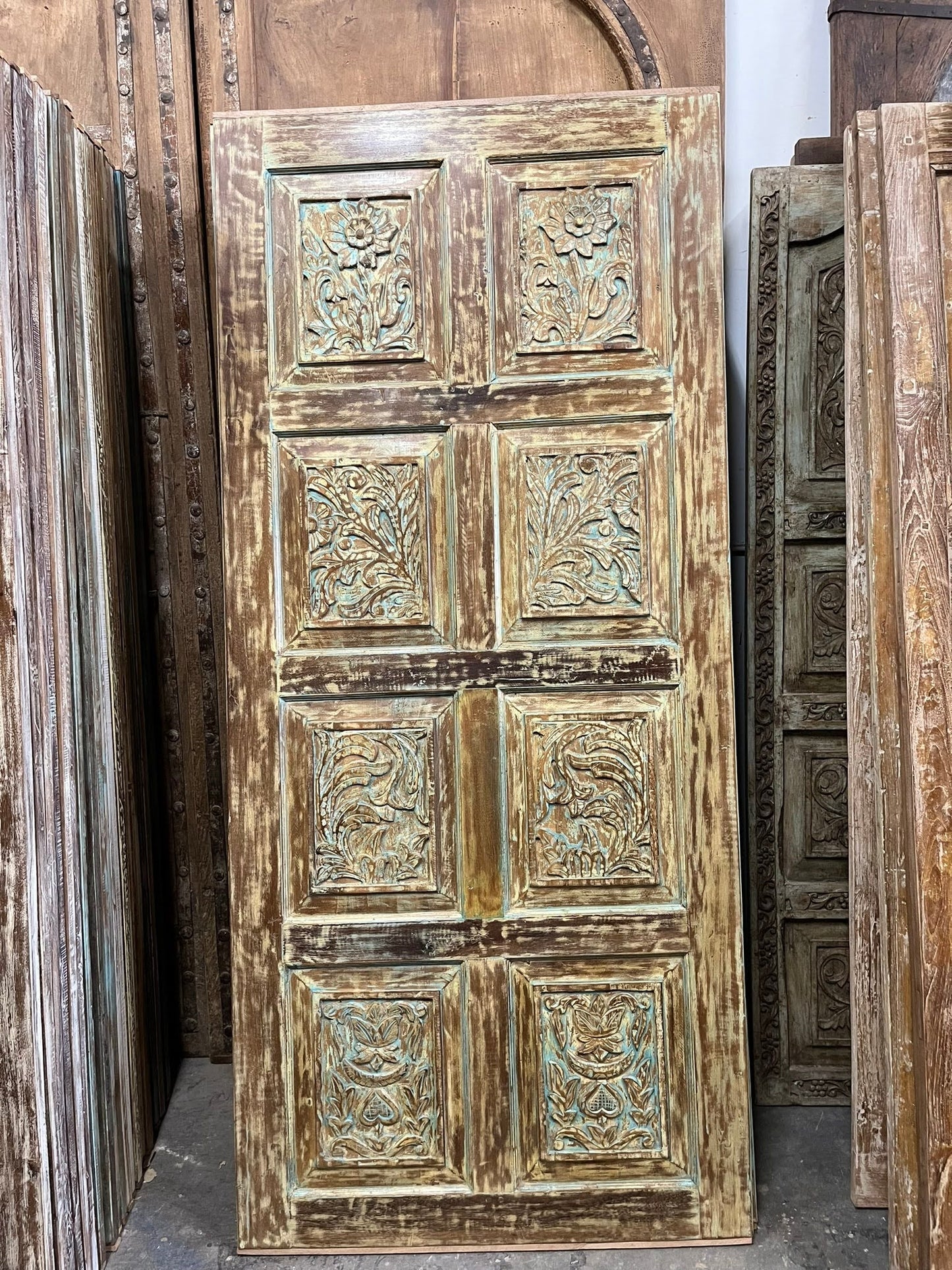 Vintage Carved Barn Door Floral Farmhouse Statement Interior Doors 80x36