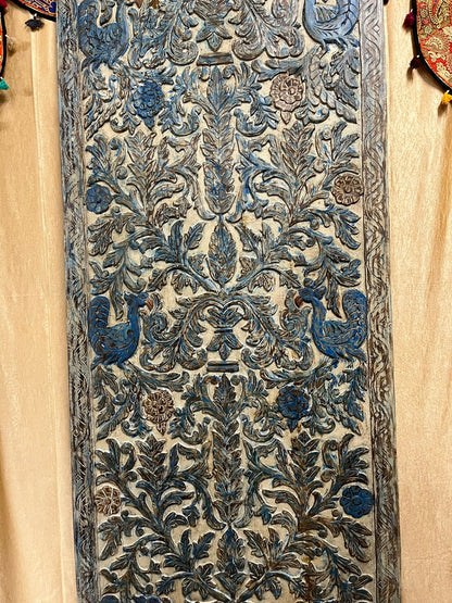 Vintage Tree of Life Carved Door – Colorful Birds Decorative Barn Door 96x42