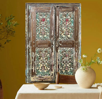 Antique Indian Jharokha Window Shutter Wall Decor Carved Window 57