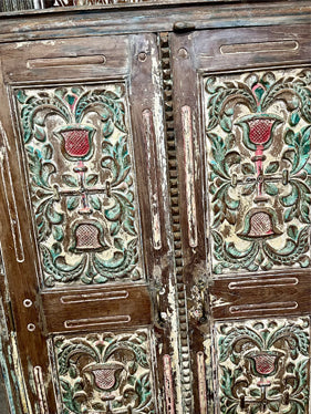 Antique Indian Jharokha Window Shutter Wall Decor Carved Window 57