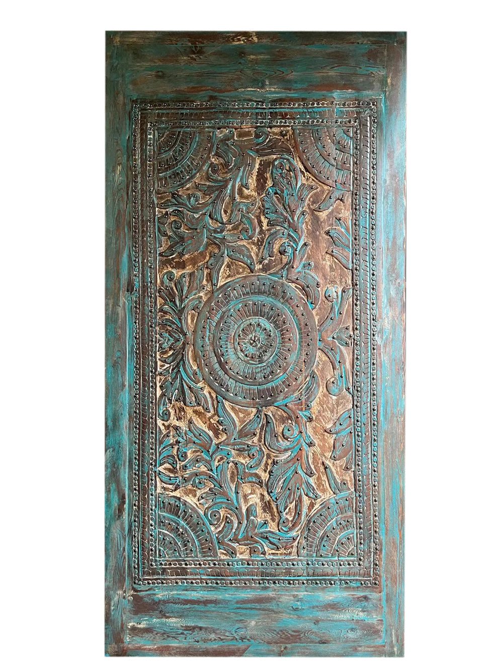 Vintage Carved Lotus Mandala Door Brass Studs Office Library Barndoor 100