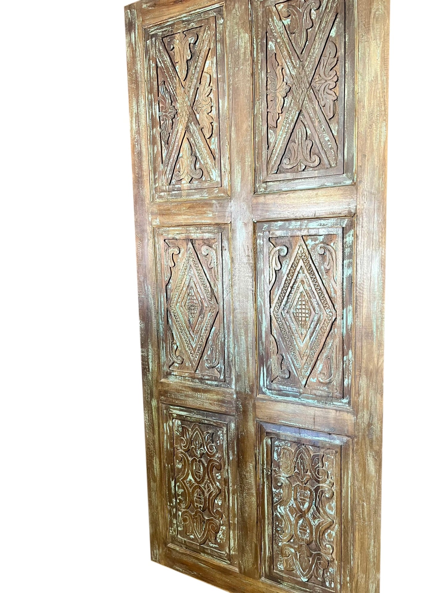 Vintage Carved Door Reclaimed Wood Farmhouse Barn Door 84x36