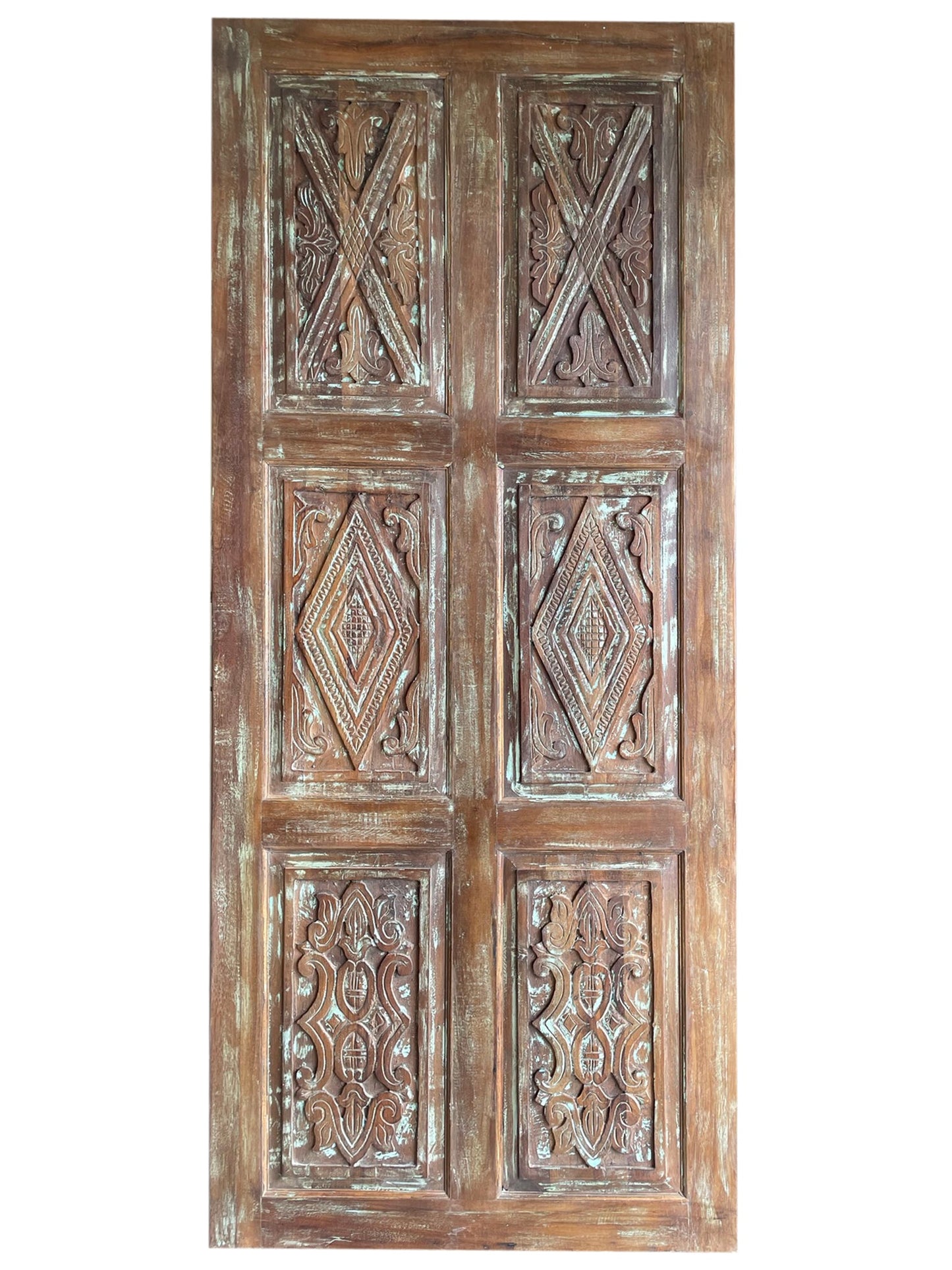 Vintage Carved Door Reclaimed Wood Farmhouse Barn Door 84x36