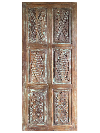 Vintage Carved Door Reclaimed Wood Farmhouse Barn Door 84x36