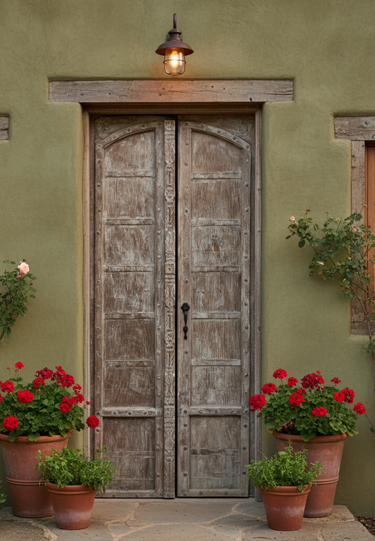 Antique Double Doors Rustic Farmhouse Whitewash Wooden Garden Doors 82