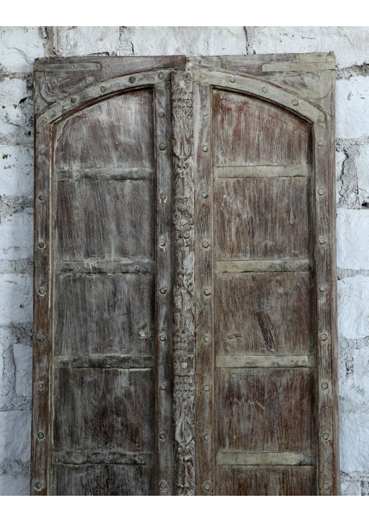 Antique Double Doors Rustic Farmhouse Whitewash Wooden Garden Doors 82