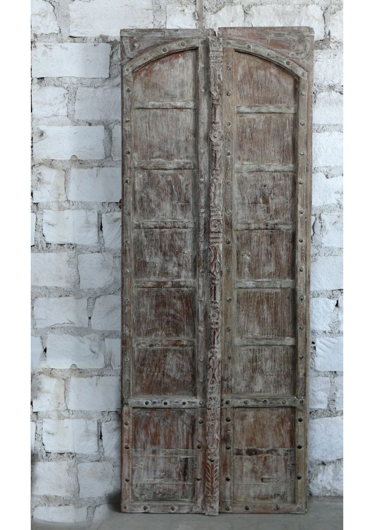 Antique Double Doors Rustic Farmhouse Whitewash Wooden Garden Doors 82