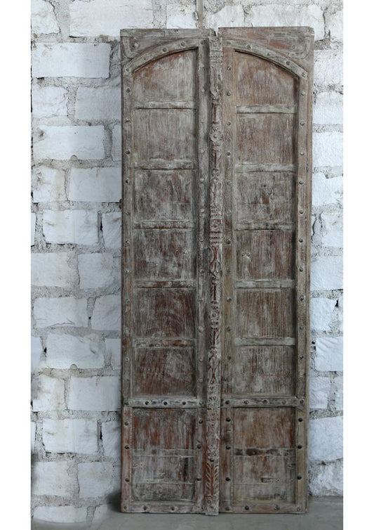 Antique Double Doors Rustic Farmhouse Whitewash Wooden Garden Doors 82