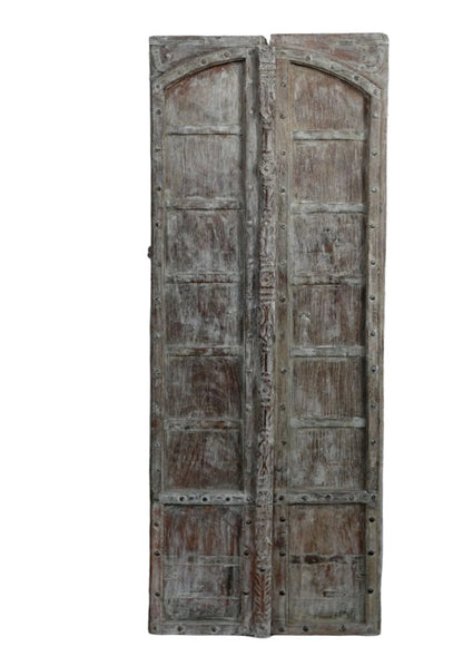 Antique Double Doors Rustic Farmhouse Whitewash Wooden Garden Doors 82