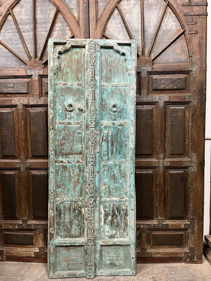 Antique Arched Door Teak Garden Gates Blue Rustic Farmhouse Barn Door 82