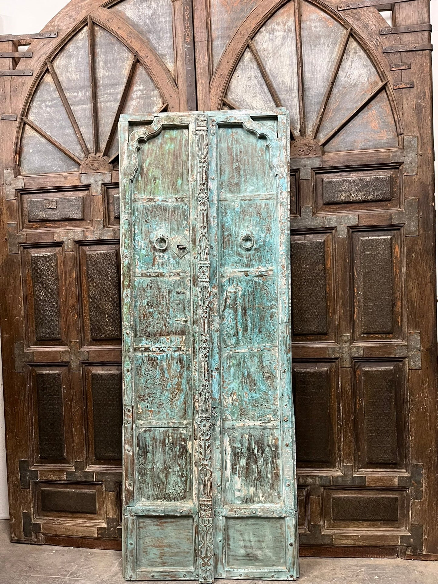 Antique Arched Door Teak Garden Gates Blue Rustic Farmhouse Barn Door 82