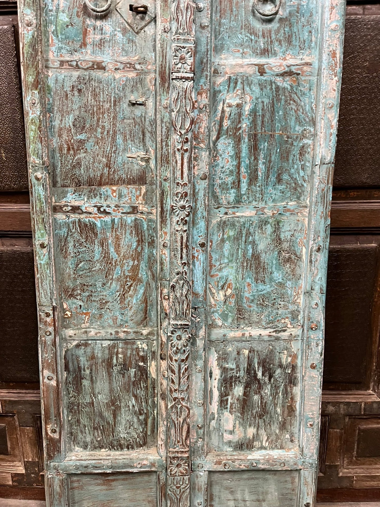 Antique Arched Door Teak Garden Gates Blue Rustic Farmhouse Barn Door 82