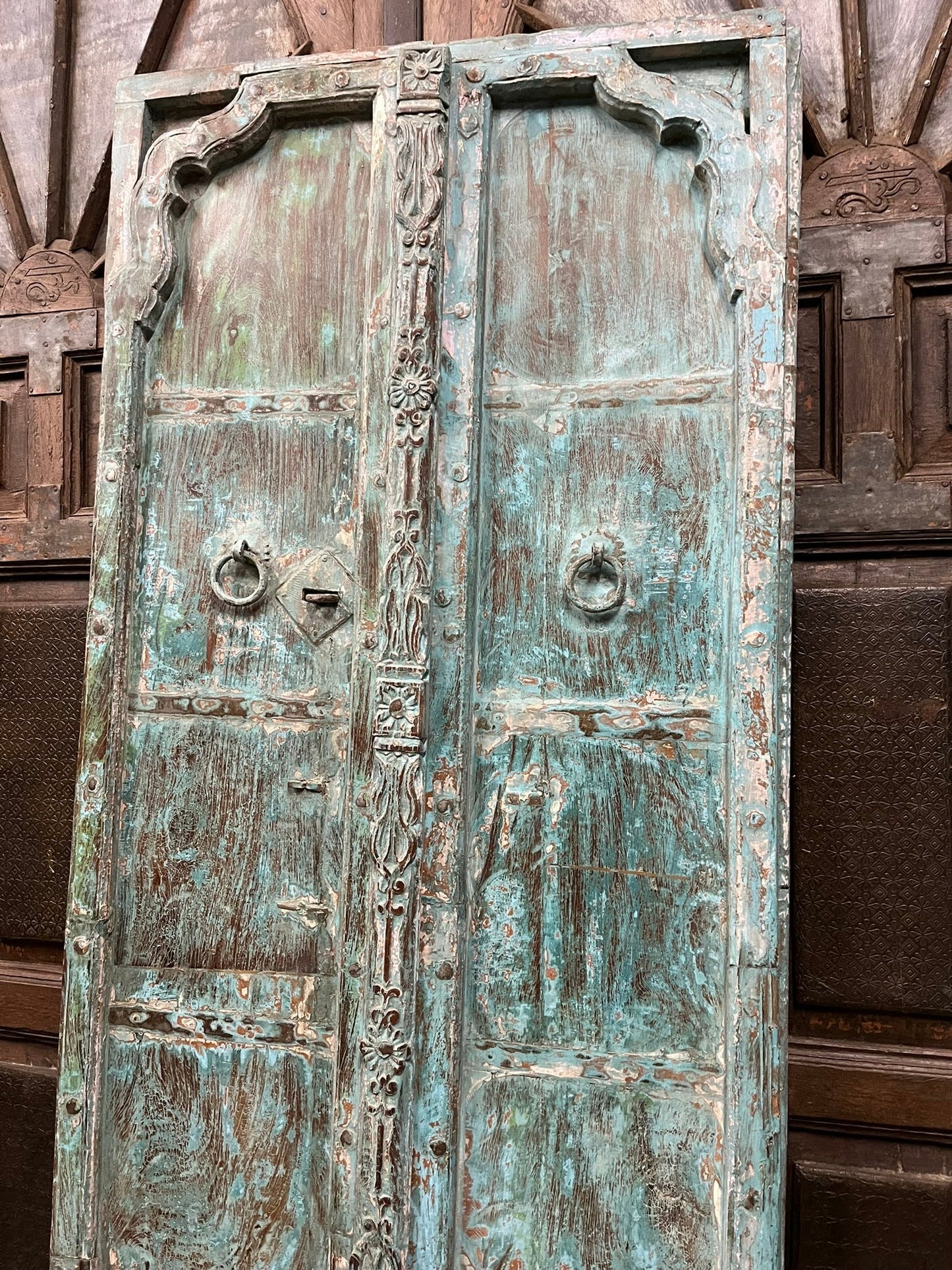 Antique Arched Door Teak Garden Gates Blue Rustic Farmhouse Barn Door 82