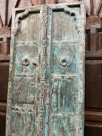 Antique Arched Door Teak Garden Gates Blue Rustic Farmhouse Barn Door 82