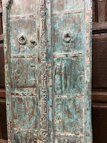 Antique Arched Door Teak Garden Gates Blue Rustic Farmhouse Barn Door 82