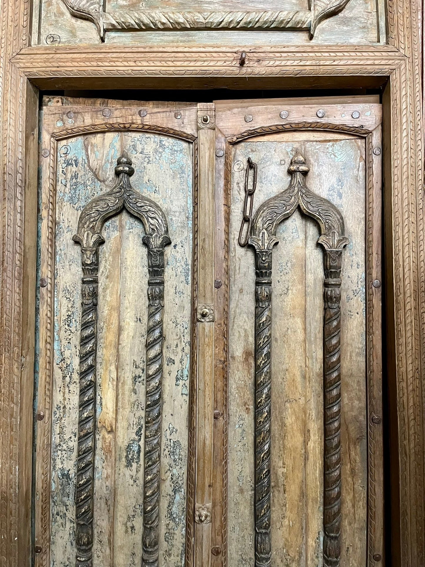 Medieval Antique Authentic Door Teak Wood Exterior Door Old Ornate Door 94.5