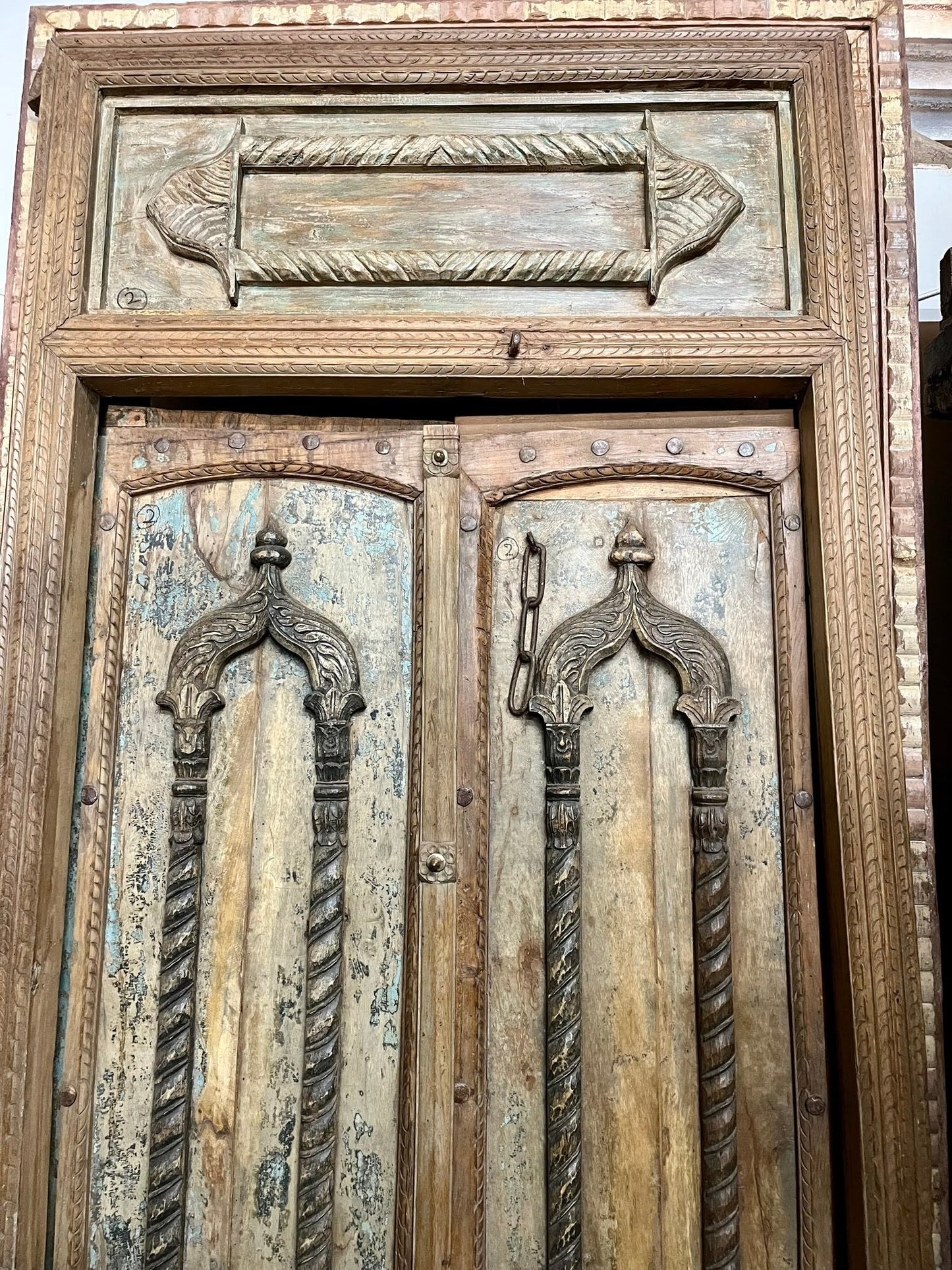 Medieval Antique Authentic Door Teak Wood Exterior Door Old Ornate Door 94.5