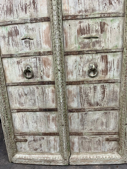 Antique Indian Terrace Window Jharokha Distressed Green Wall Decor 62x37