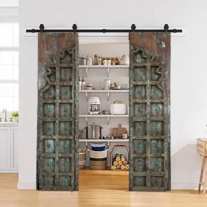 Antique Teak Barn Doors Rustic Carved Ranch Farmhouse Double Doors 81